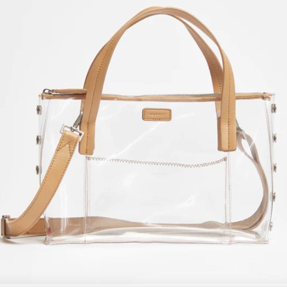 Hammitt Bags Hammitt Addie Medium Clear Tote Crossbody With Tan